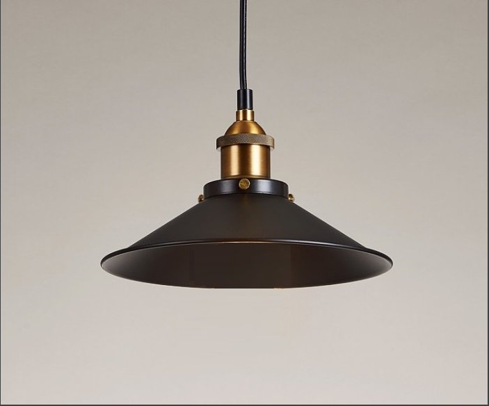 Đèn thả trần hình nón lá gắn đui vàng đồng hiện đại trang trí nhà hàng, đèn thả bàn ăn