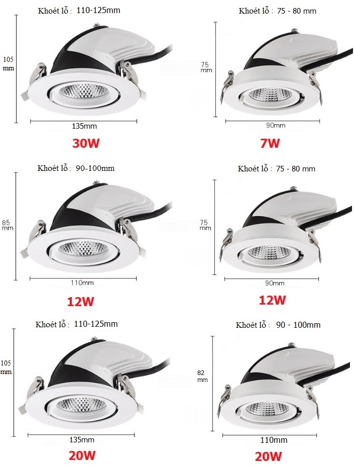 Giá đèn LED âm trần 7W