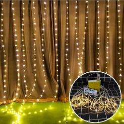 Đèn rèm led nháy hạt ngọc 3x3m, dây đèn trang trí ngoài trời, trong nhà