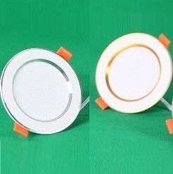 Đèn Led âm trần đổi màu 5w viền bạc/vàng, đèn trang trí giá rẻ